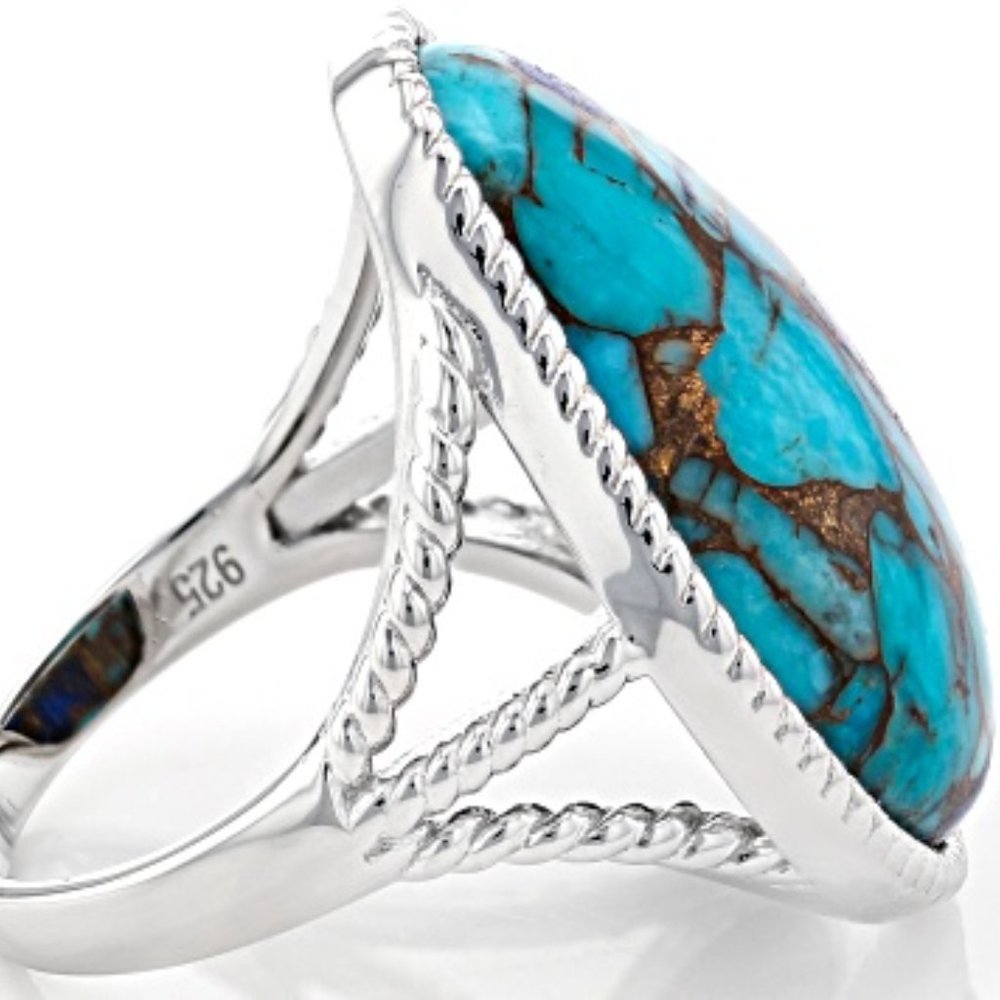 Turquoise TearDrop Sliver Ring - Picture 5 of 5